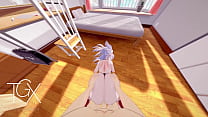 Play Anime Hentai Game: White-Haired Girl with Big Tits and Huge Ass