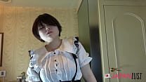 Japanese Short-Haired Teen's Intense Orgasm and Creampie Experience